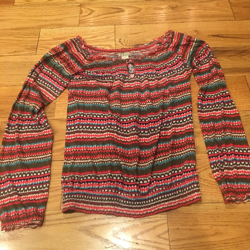 Lucky Brand Aztec print peasant top