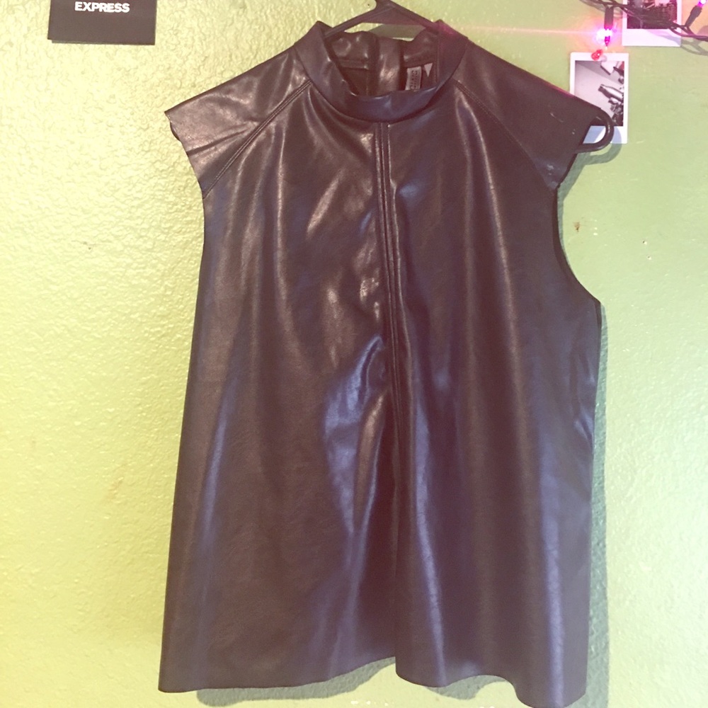 Black latex cut out shirt
