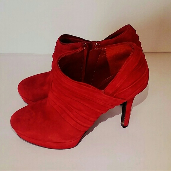 Gianni Bini Red Suede Booties (Size 7M) - Picture 2 of 5