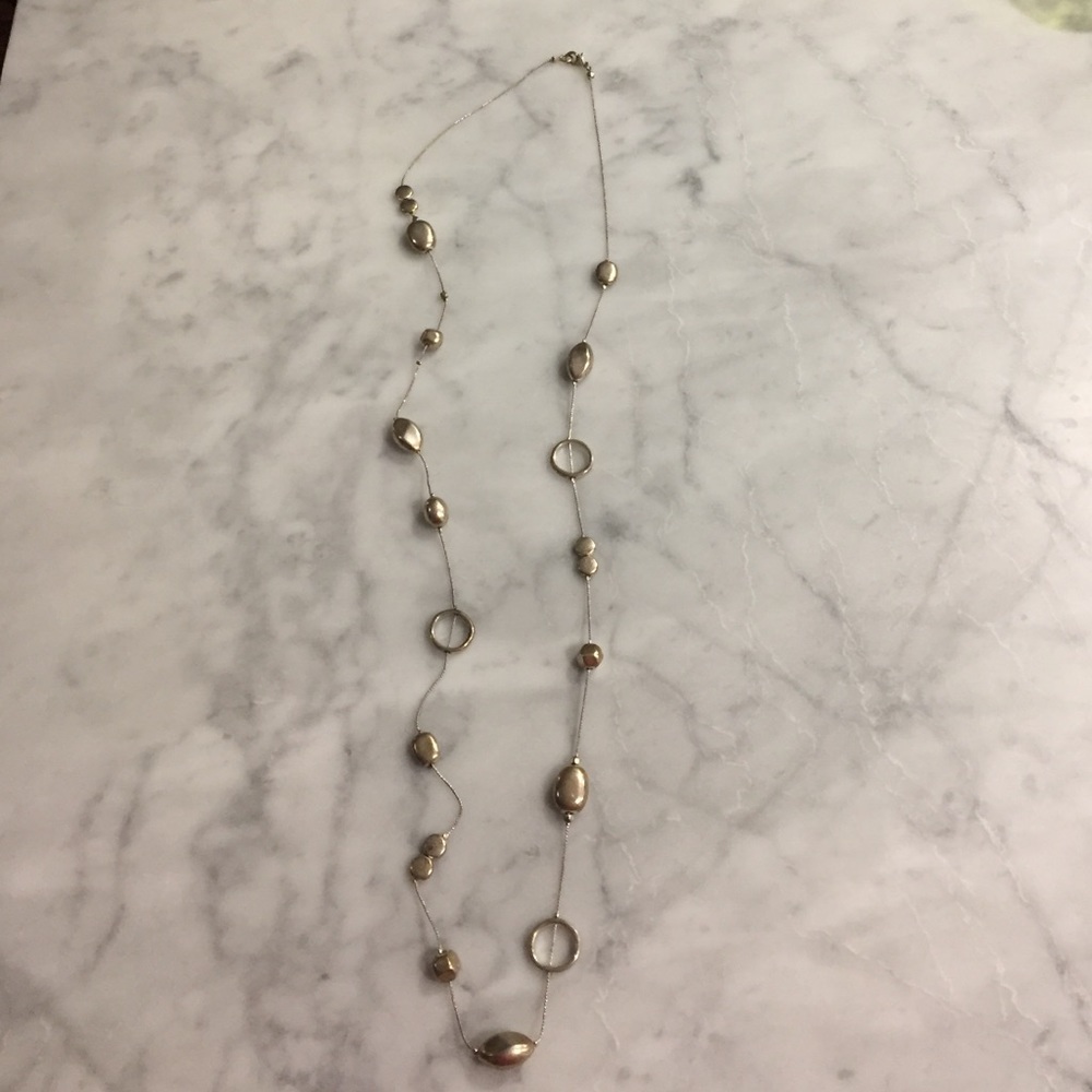 Long silver plated necklace