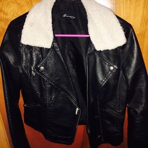 Leather distressed jacket