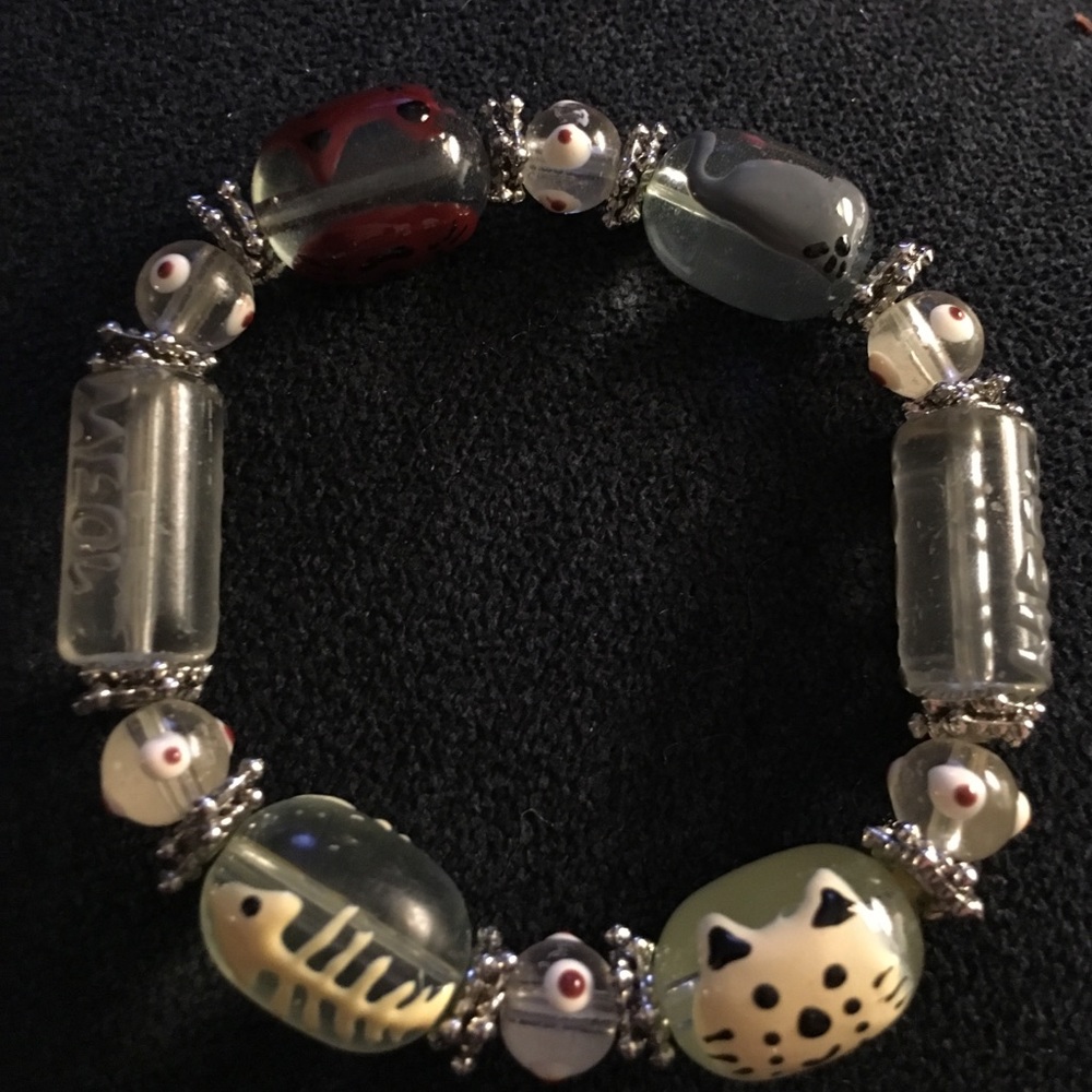 Cat bead elastic bracelet