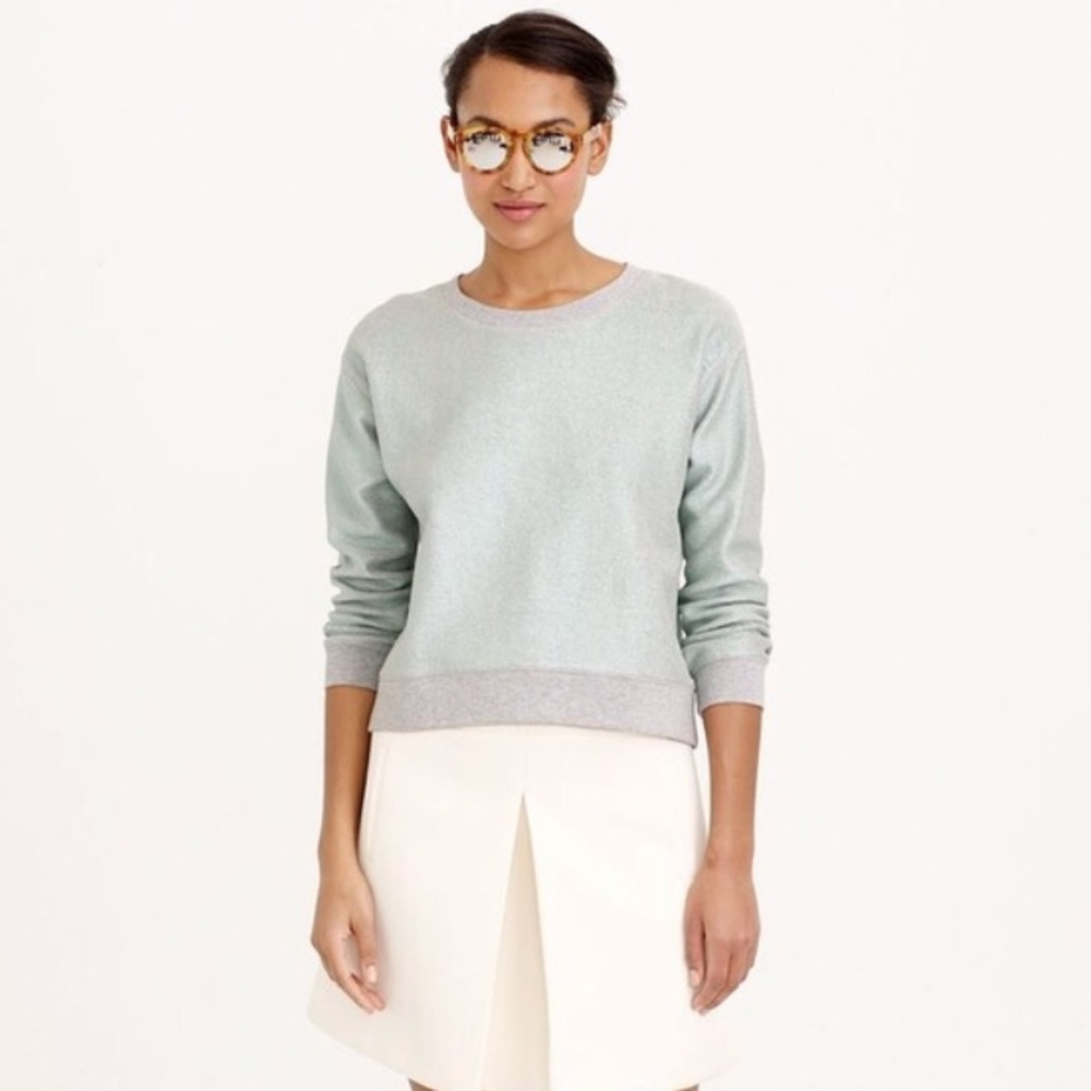 J. Crew Metallic Mint Sweatshirt