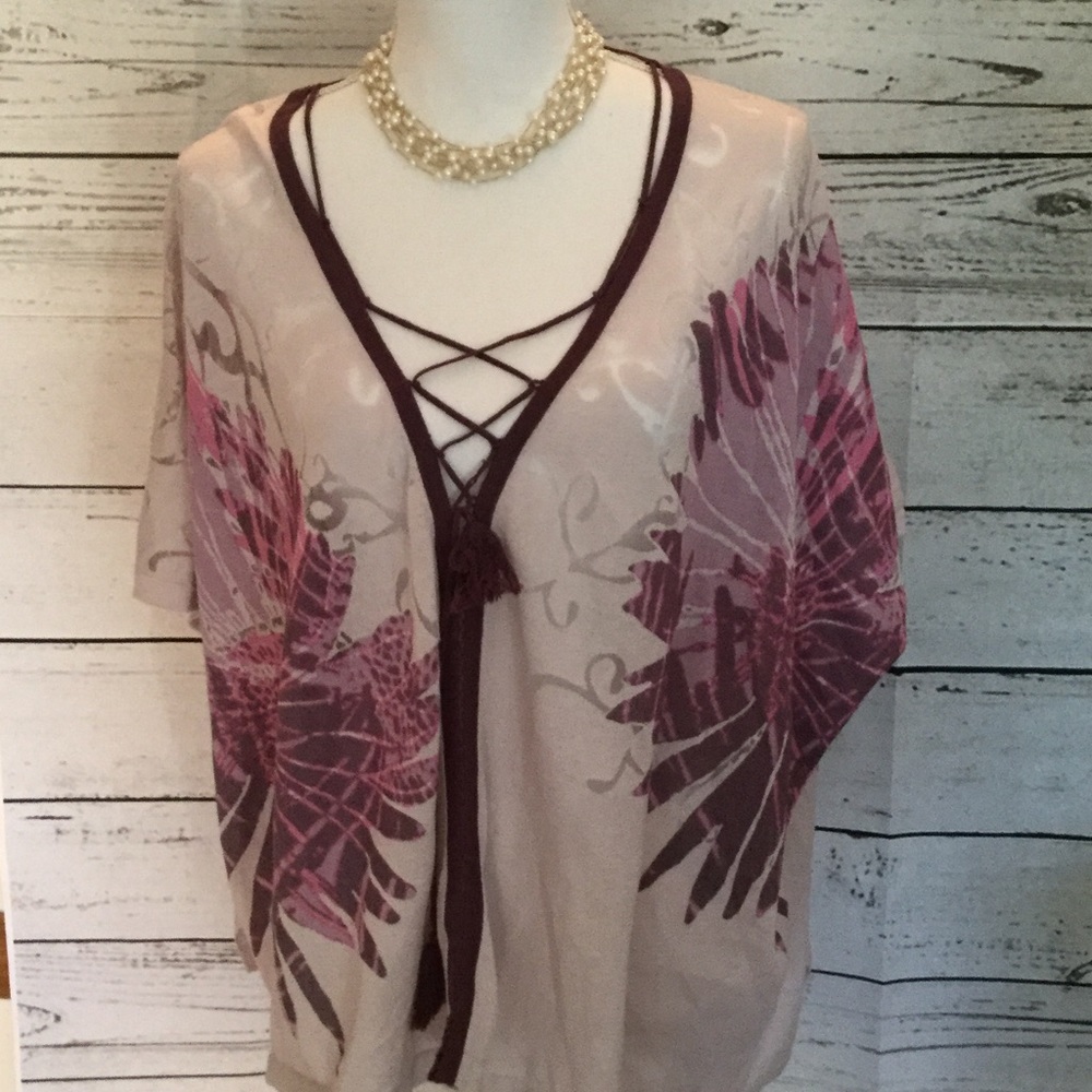 Sigrid Olsen Studio Floral laceup top