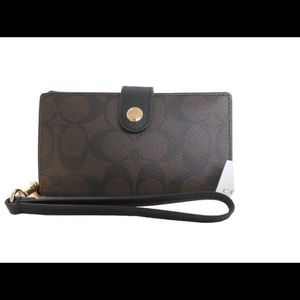 Coach Brown/Black Signature Phone Clutch/Wristlet