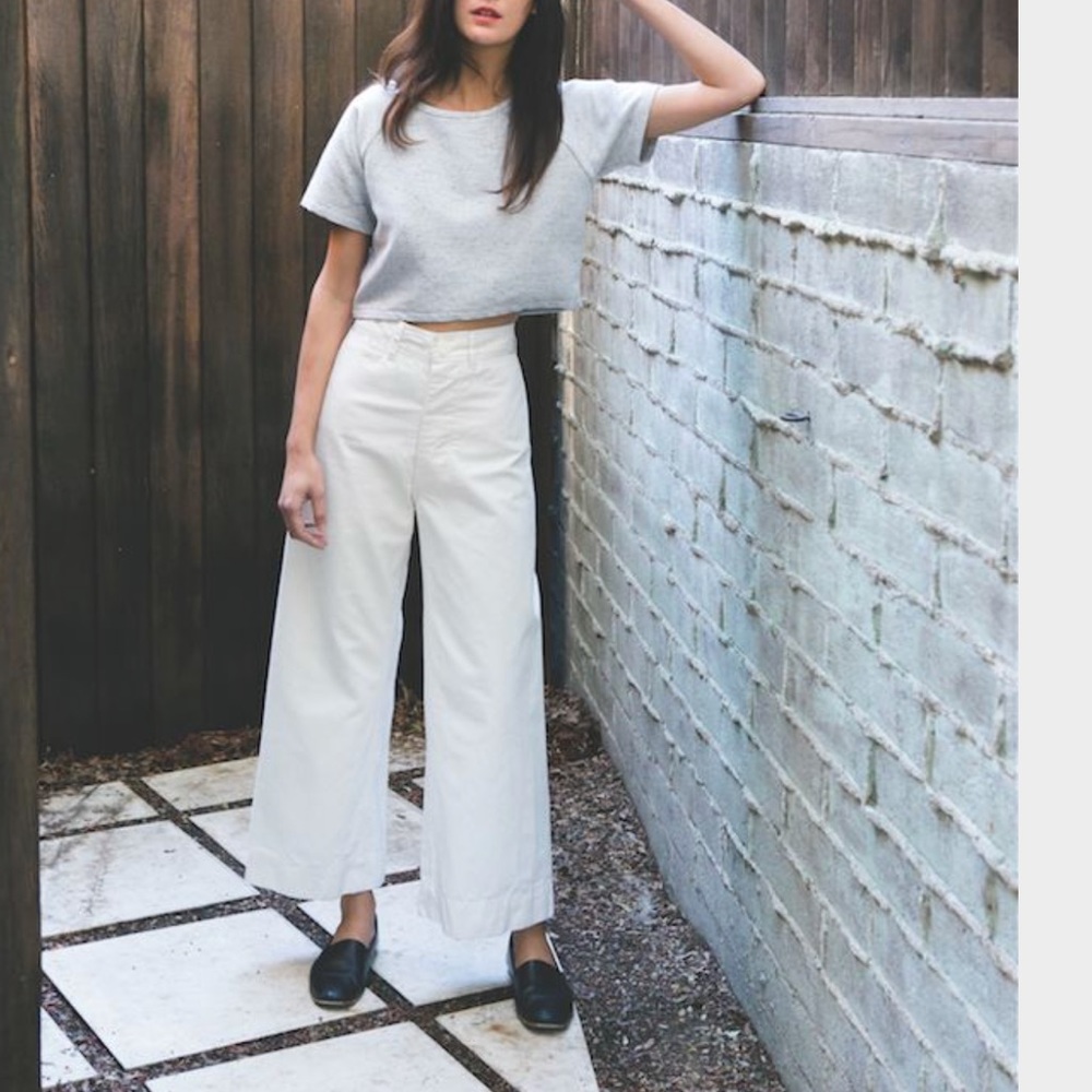 High waist white sailor pants