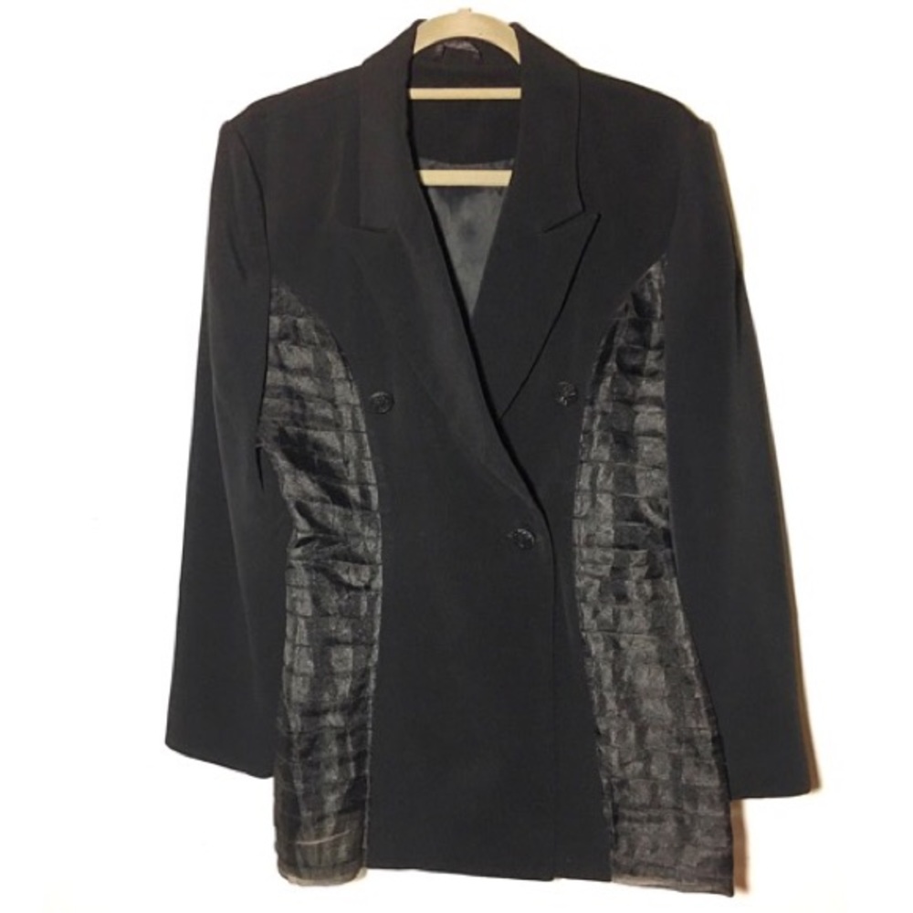 Vintage tuxedo blazer w/ chiffon paneling details