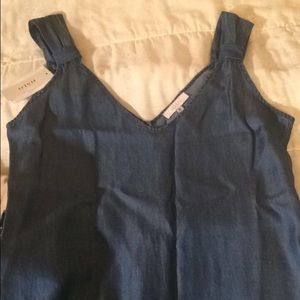 denim v-neck dress