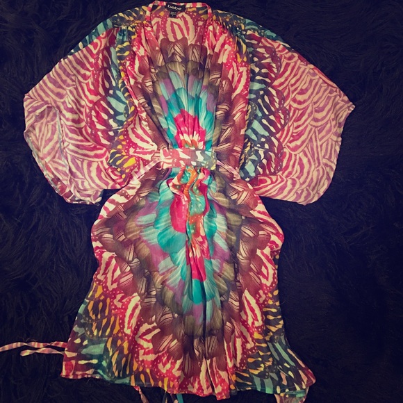 bebe Tops - BEBE "Papillon" multi color tunic coverup sz S