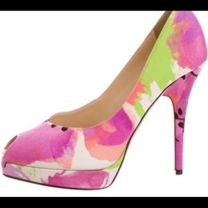 Jimmy Choo Multi Floral Peep Toe