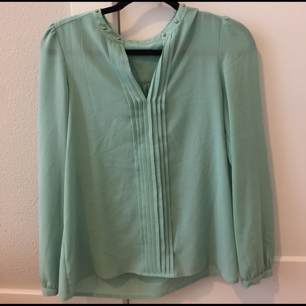 Mint long sleeve blouse