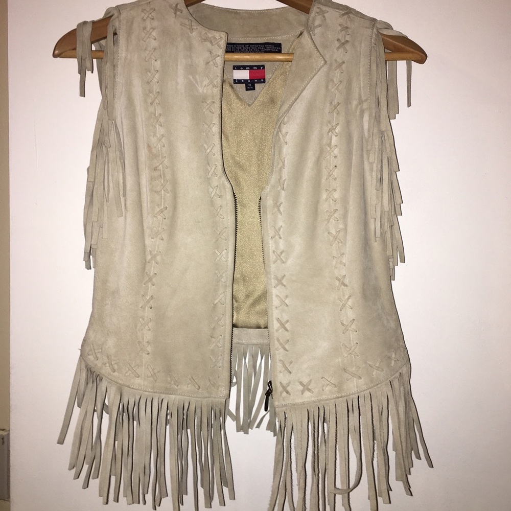 Leather fringe vest