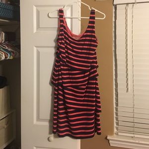 Coral and navy loft bandage dress