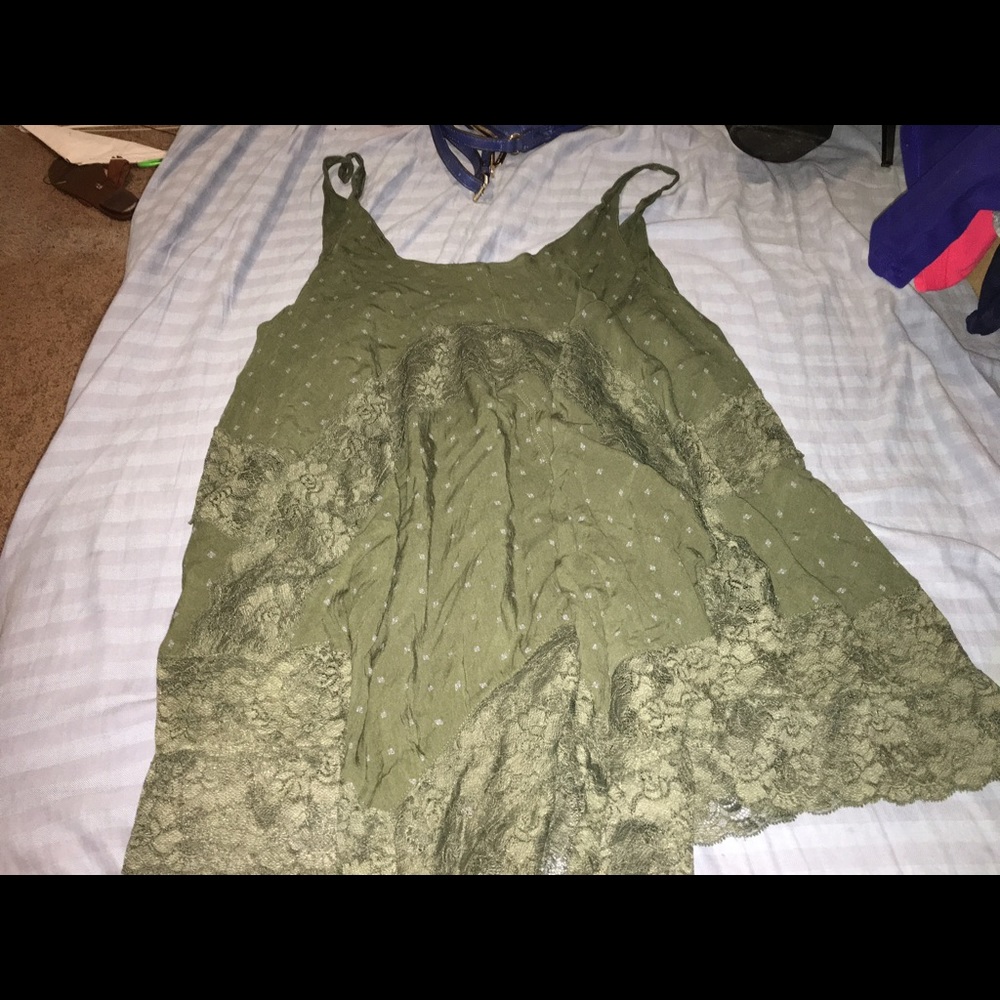 Free People olive flowy dress