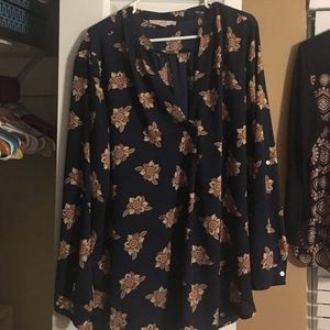 Loft navy floral tunic