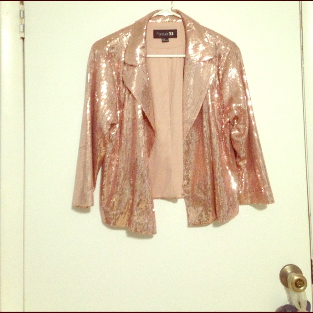 Rose gold sequin blazer