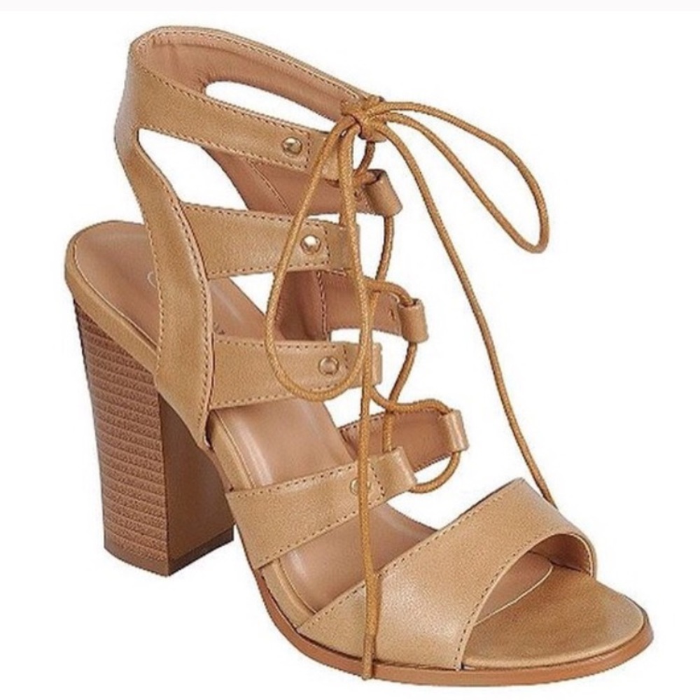 Chunky lace up heels