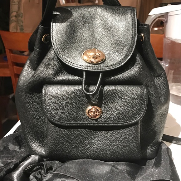Mini Turn Lock Rucksack in pebble leather main image 5