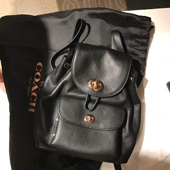 Mini Turn Lock Rucksack in pebble leather