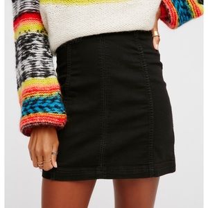 Free people black denim mini skirt