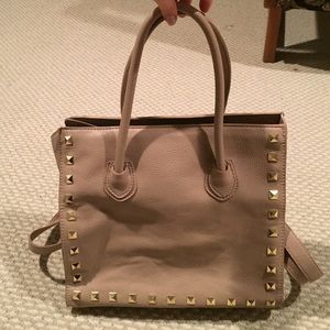 Neiman Marcus Tan Gold Stud Bag