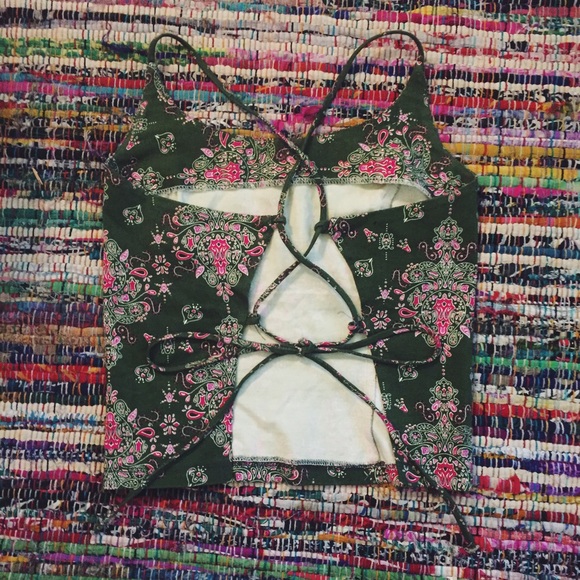 Vintage Paisley Lace Up Top - Picture 1 of 2