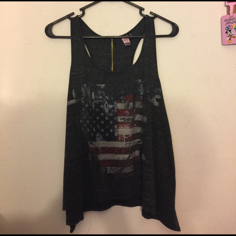 Love On A Hanger Black/Gray American Flag tank top