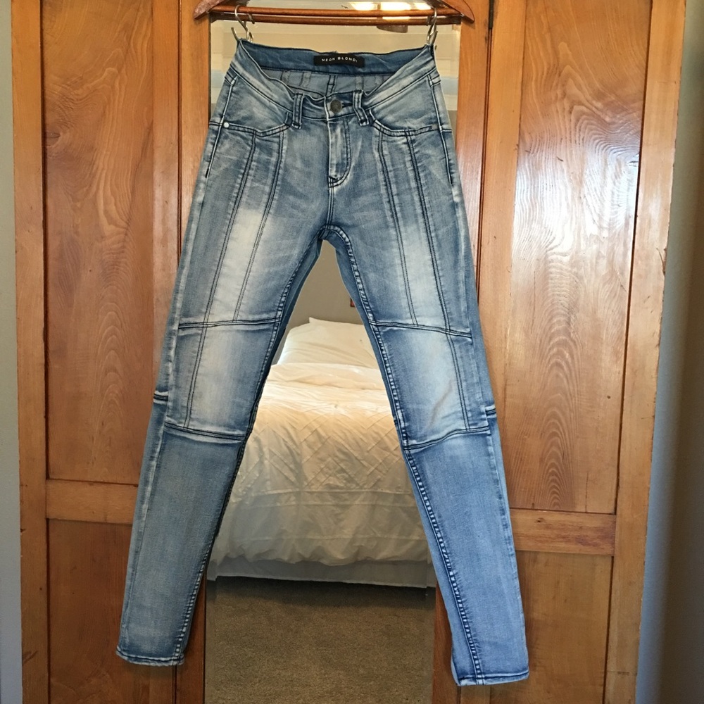 Neon Blonde Moto Jeans