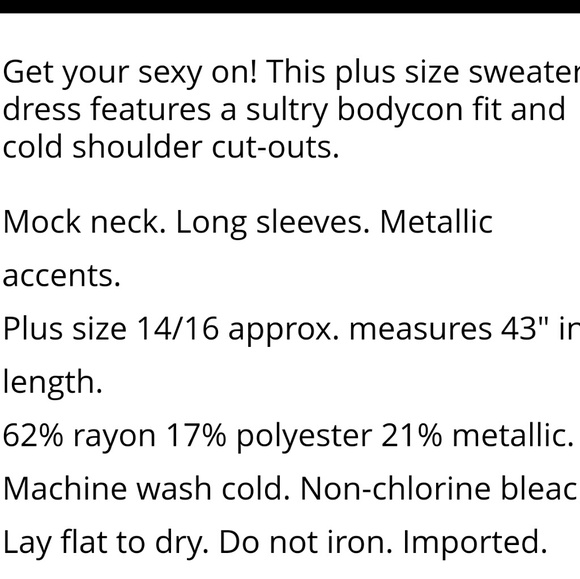 **SALE** Plus size sweater dress - Picture 3 of 3