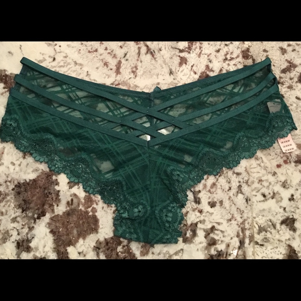 Victoria's Secret Plaid Mesh Criss Cross Cheeky - Picture 3 of 5