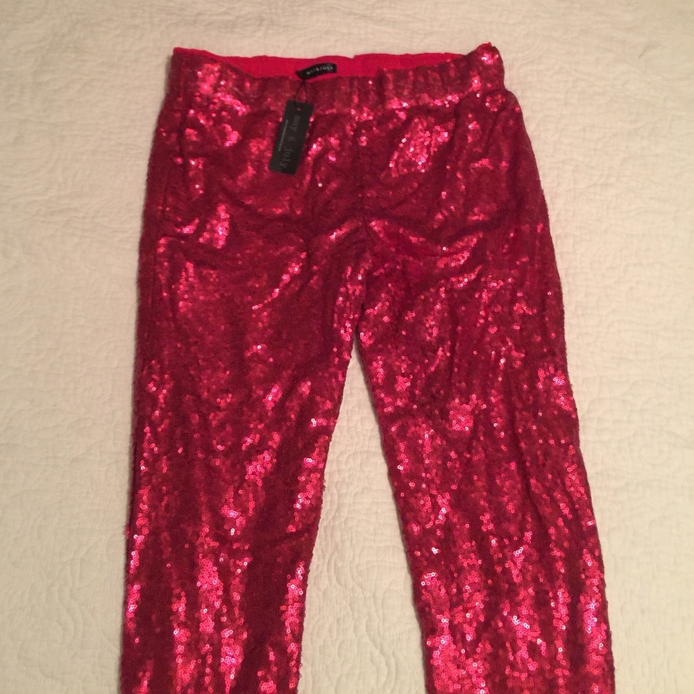 Red Sequin Leggings NWT Large