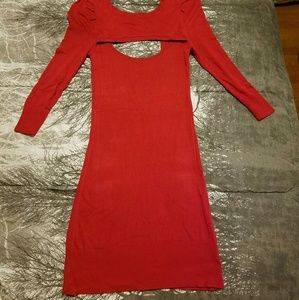 Red dress with sexy cut outs. Great for v day