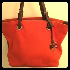 Orange canvas Michael Kors shoulder bag