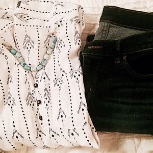 Arrow Print Aztec Blouse, M