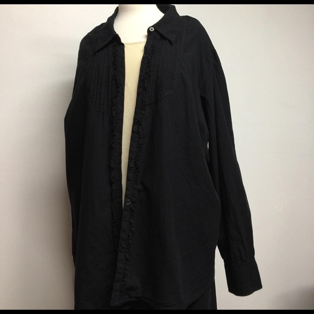 Venezia Black Button Down Blouse