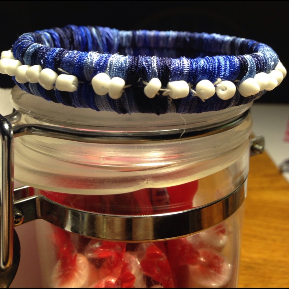 Blue and white bracelet