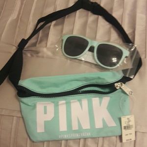 Brand new PINK fanny pack w/ matching sun glasses