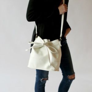 White bucket bag