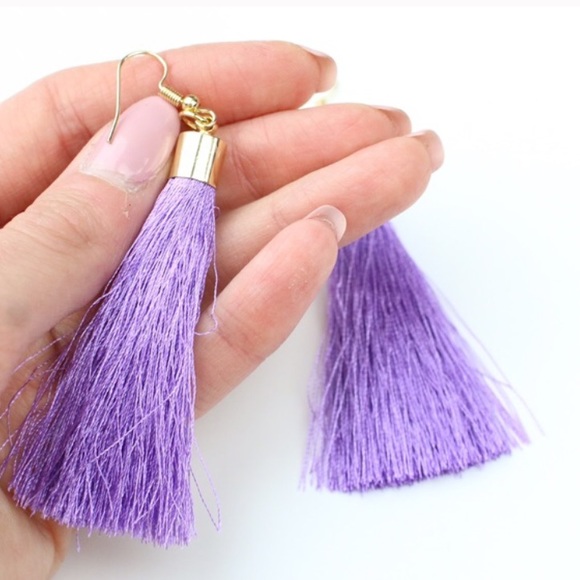 Purple Tassel Earrings - Picture 2 of 3