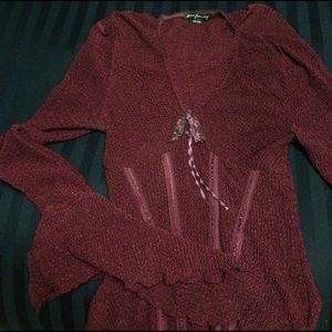Ann Ferriday burgundy top