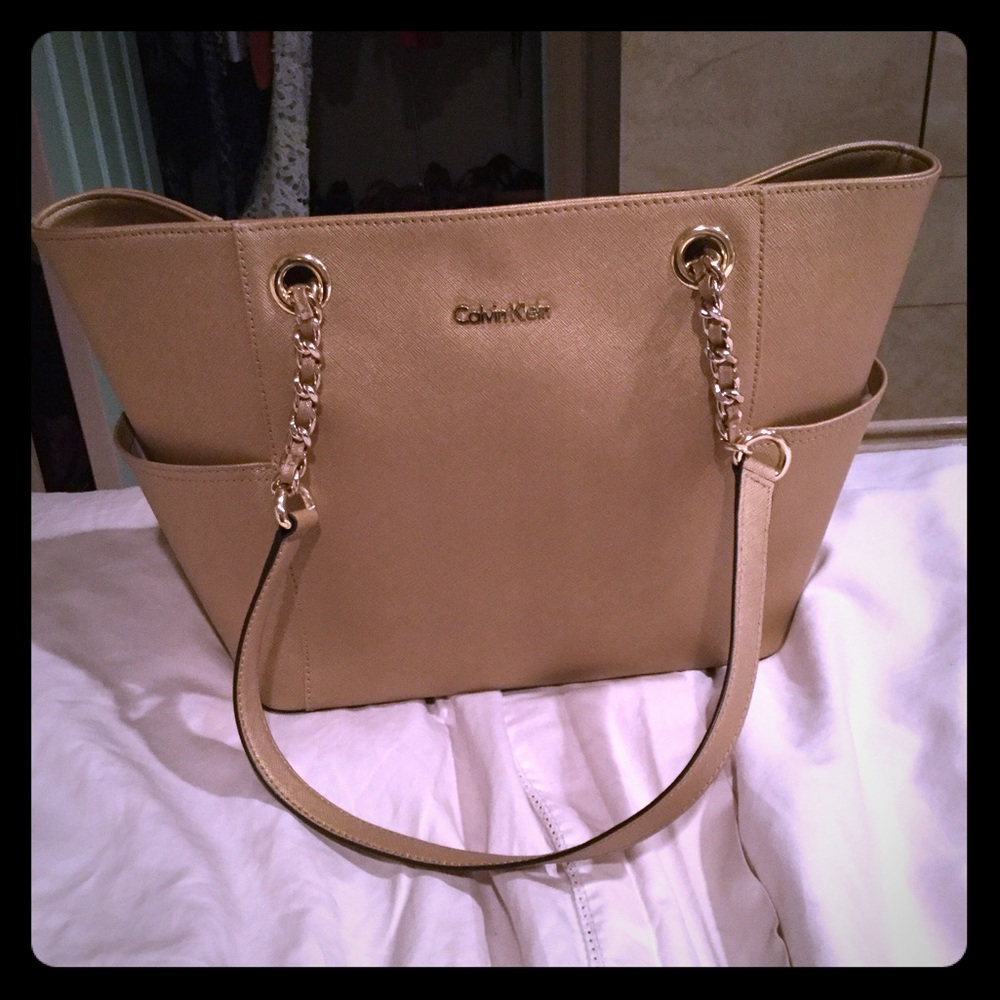 Gold Calvin Klein tote