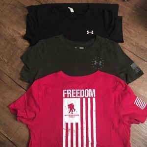 3 women's Under Armour Charged cotton tee shirts.