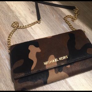 Michael Kors camo cross-body purse