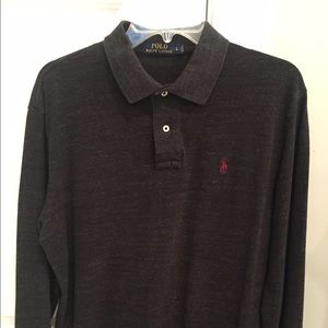 EUC Men's Large long sleeve dark  gray Polo