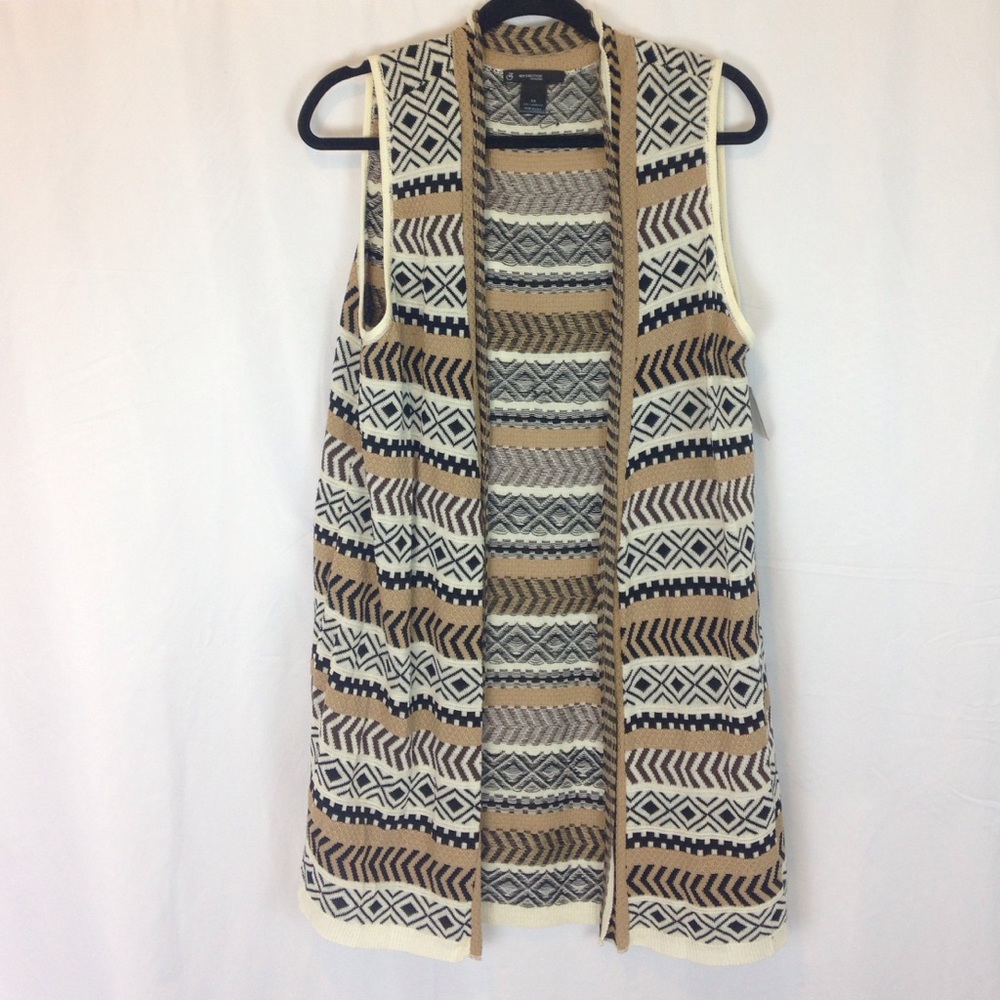Patterned brown and tan long vest