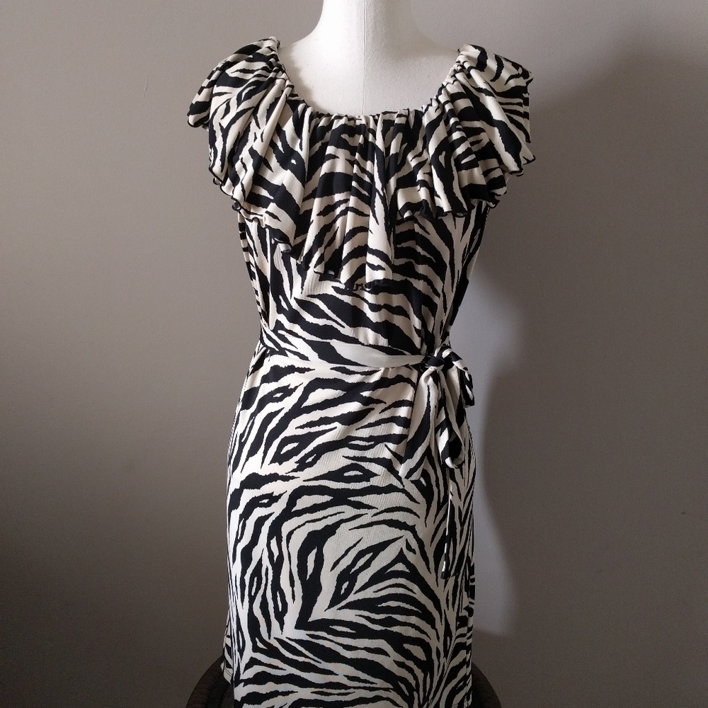 Zebra stripe super flattering dress!