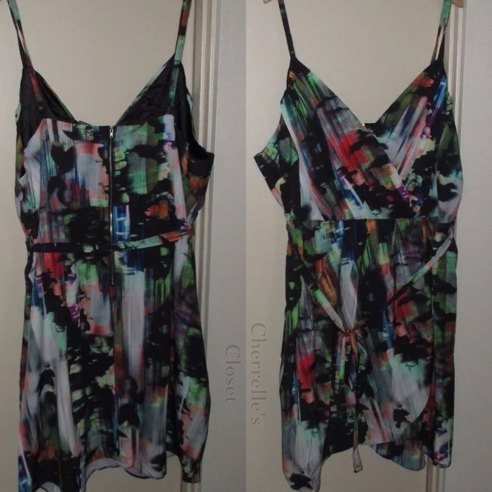 City Chic Smudge Print Wrap Skirt Dress Plus Size 24/26 - Picture 2 of 4