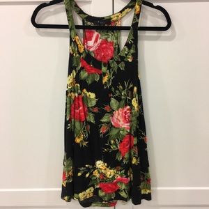 Forever 21 Black Rose Floral Tank Top