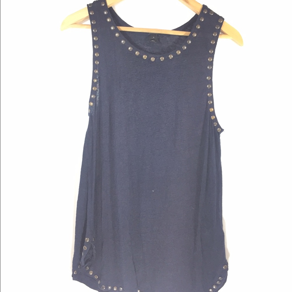 J. Crew Linen and Bronze Embellishment Tank Top