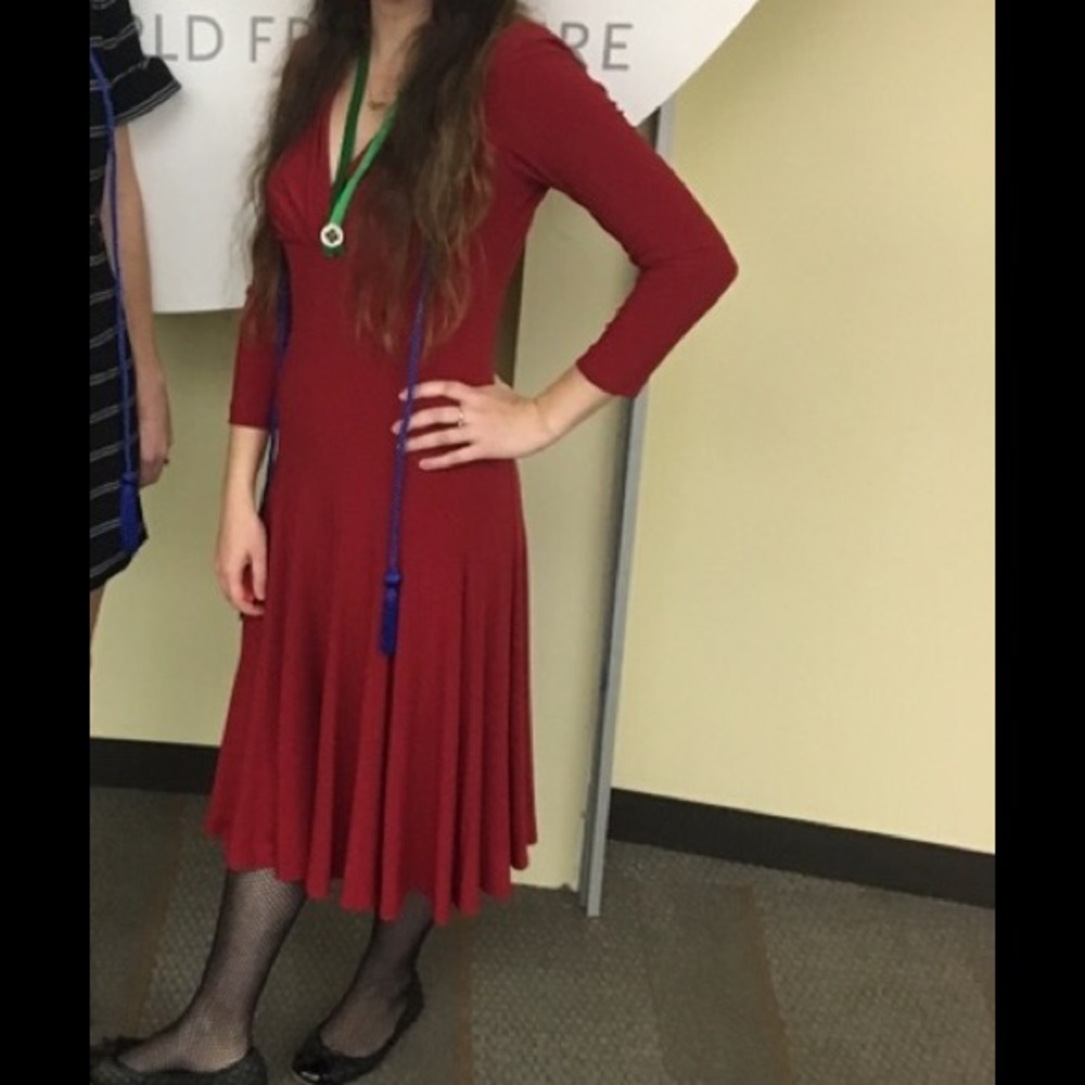 Red twirling dress